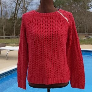 American Eagle Outfitters Red Cotton Side-Neck Zip